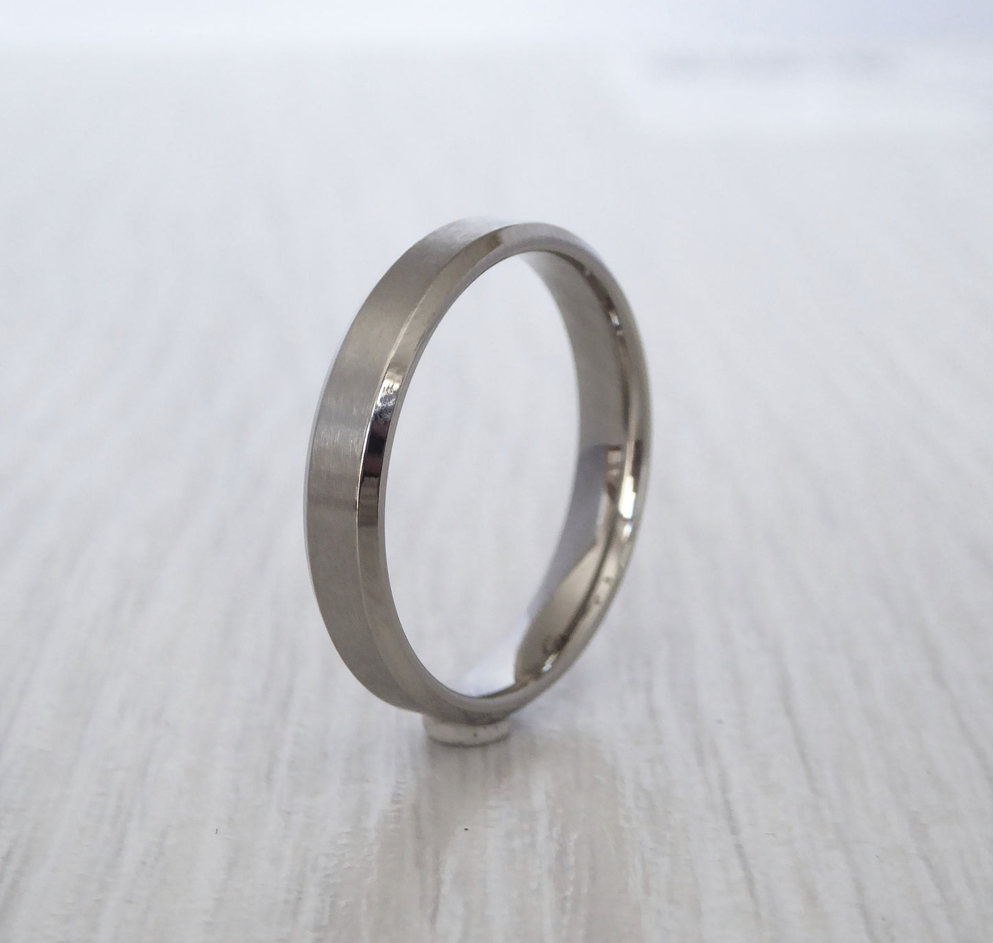 4mm Bevelled Edge Titanium Comfort Fit Mens / Womens Plain band Wedding Ring
