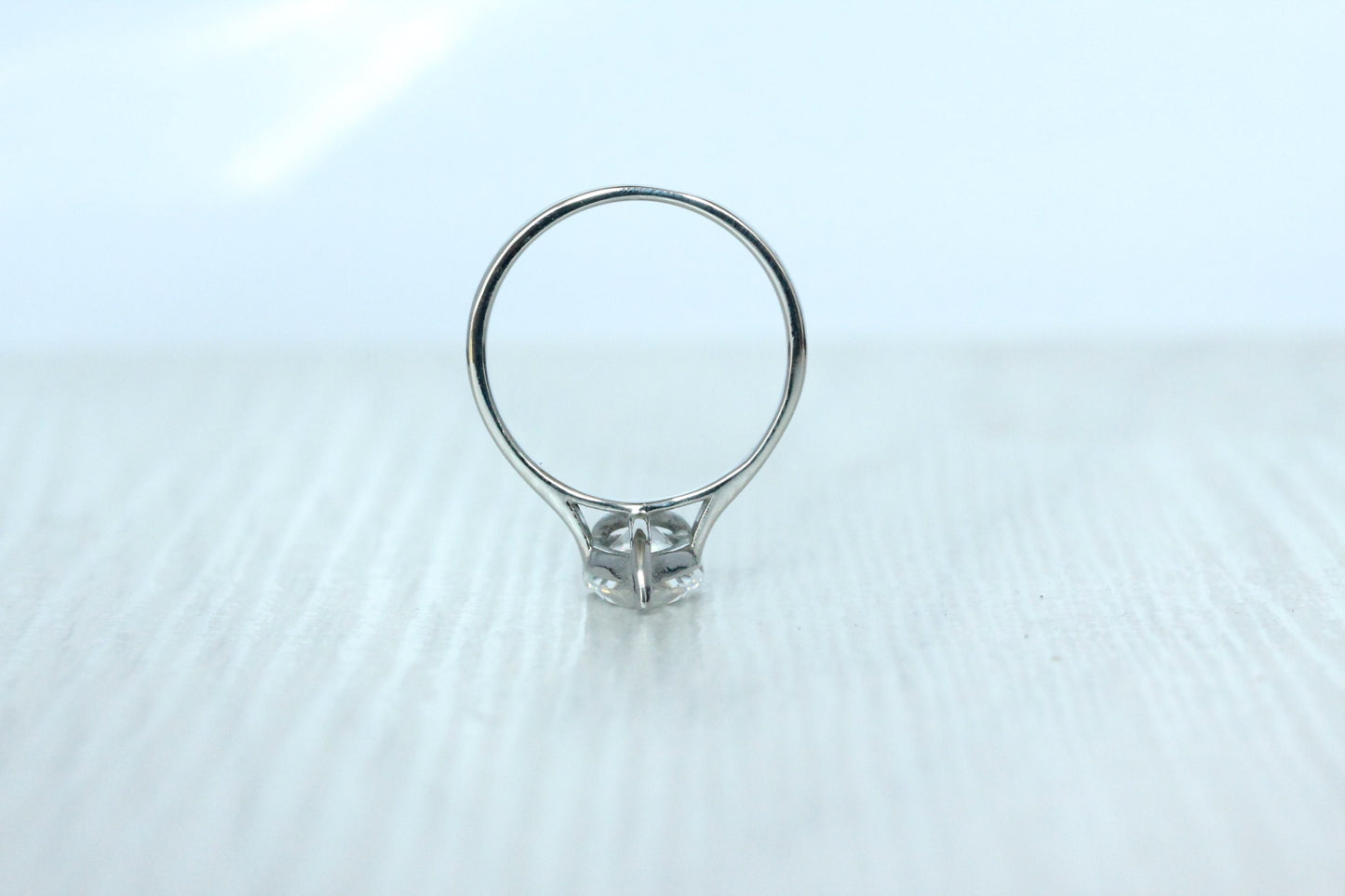 1.7ct Pear Cut Solitaire cathedral ring in Titanium or White Gold - Moissanite or Simulated diamond