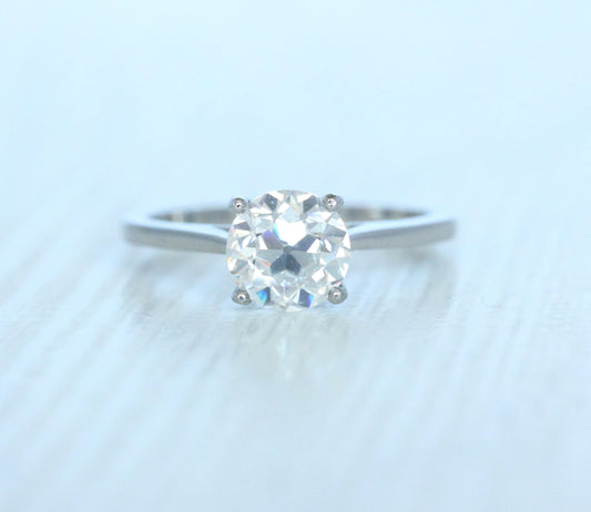 Old European Cut Genuine White Moissanite engagement ring, 1ct, 1.5ct and 2ct options