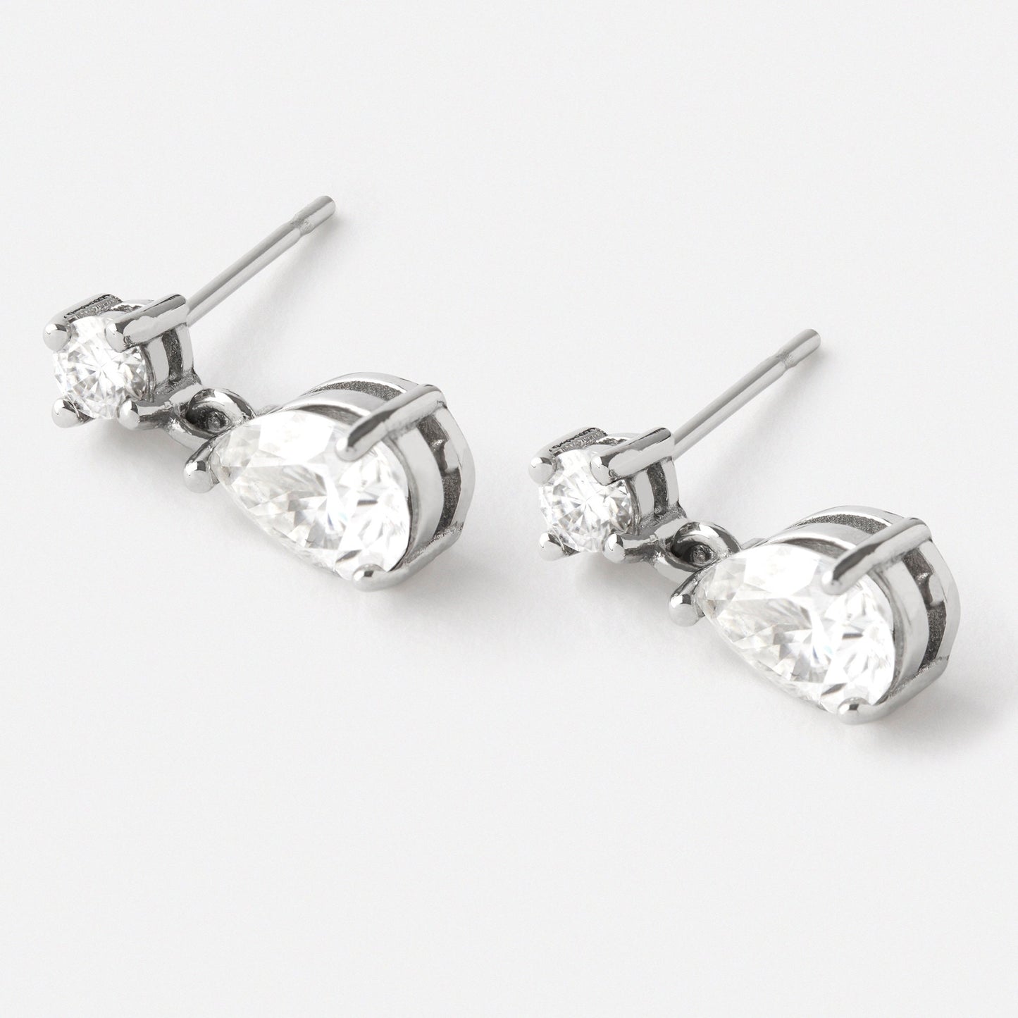 GENUINE Moissanite Pear stud earrings, available in titanium, white gold and surgical steel