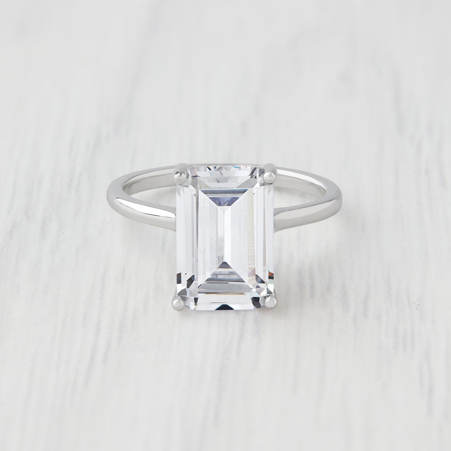 4ct Emerald cut Moissanite solitaire ring in solid gold or platinum - engagement ring