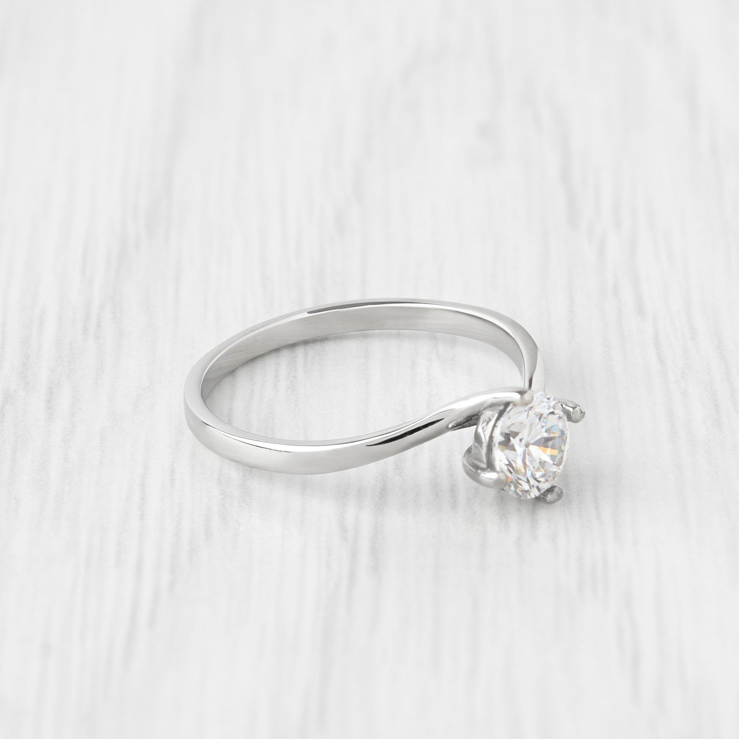 1ct Old European Diamond Simulant solitaire ring in Titanium or White Gold - engagement ring - wedding ring - handmade ring