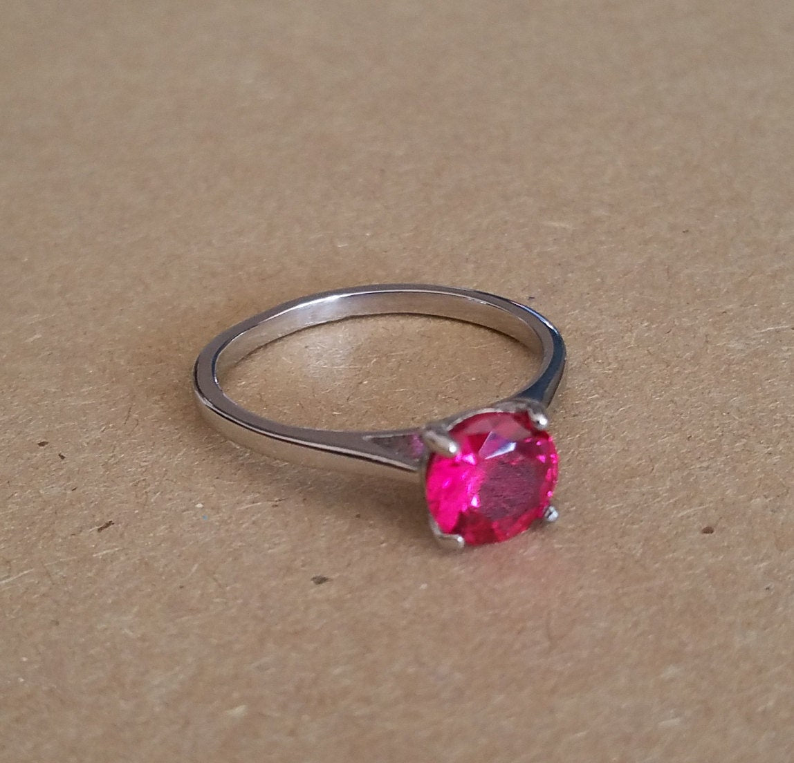 1.5ct Lab Pink Sapphire solitaire ring in Titanium or White Gold - engagement ring - wedding ring - handmade ring
